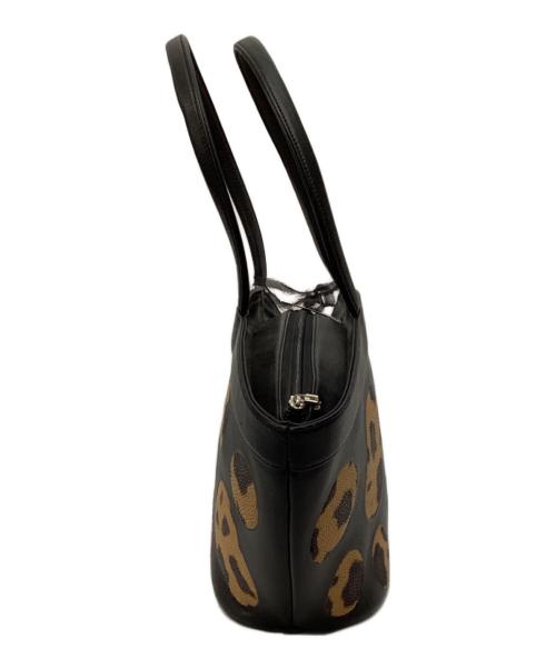 PARIMAS（パリマス）PARIMAS (パリマス) レザーハンドバッグ ブラック×ブラウンの古着・服飾アイテム