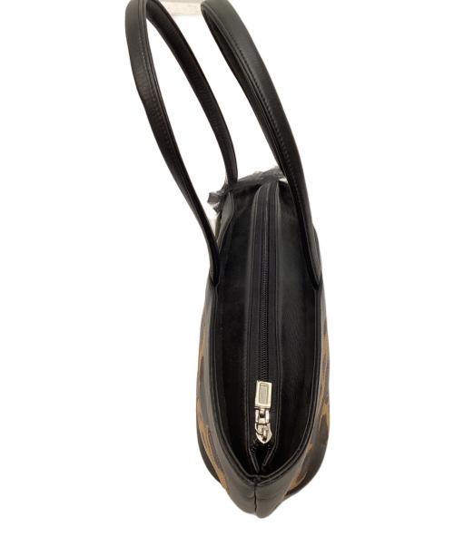 PARIMAS（パリマス）PARIMAS (パリマス) レザーハンドバッグ ブラック×ブラウンの古着・服飾アイテム