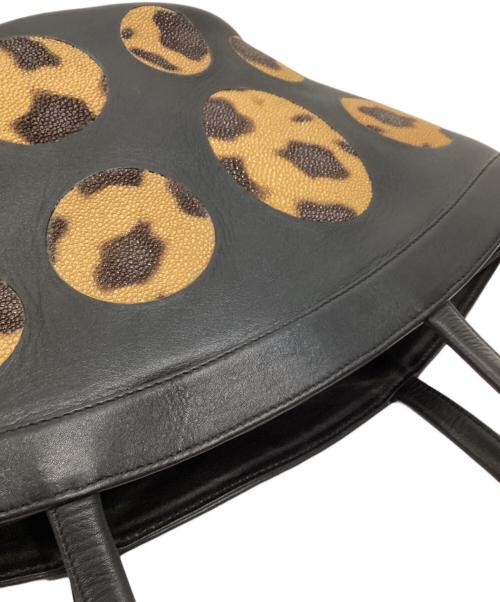 PARIMAS（パリマス）PARIMAS (パリマス) レザーハンドバッグ ブラック×ブラウンの古着・服飾アイテム