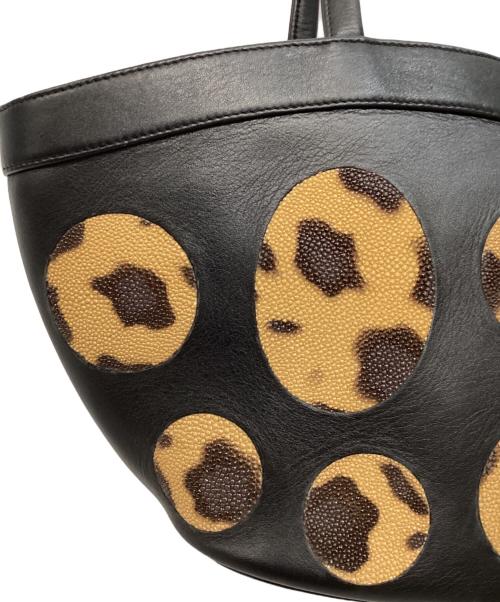 PARIMAS（パリマス）PARIMAS (パリマス) レザーハンドバッグ ブラック×ブラウンの古着・服飾アイテム