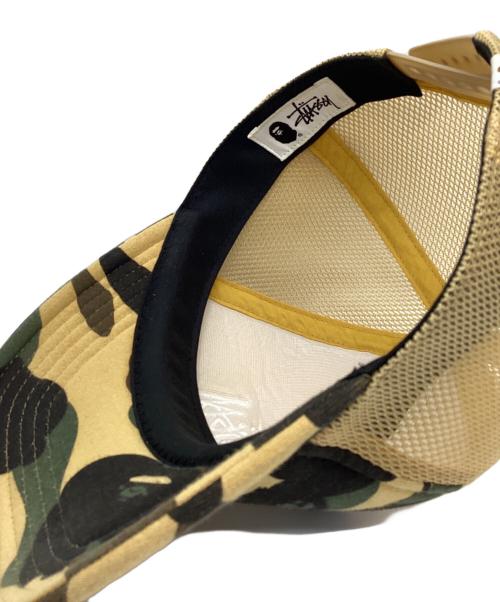 A BATHING APE（ア ベイシング エイプ）A BATHING APE (ア ベイシング エイプ) stussy (ステューシー) キャップ カーキの古着・服飾アイテム
