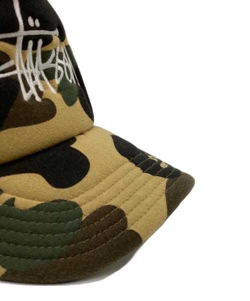 A BATHING APE（ア ベイシング エイプ）A BATHING APE (ア ベイシング エイプ) stussy (ステューシー) キャップ カーキの古着・服飾アイテム