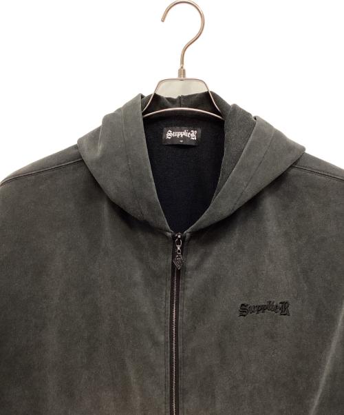 SUPPLIER（サプライヤー）SUPPLIER (サプライヤー) レザーパッチジップフーディ ブラック サイズ:Ｍの古着・服飾アイテム