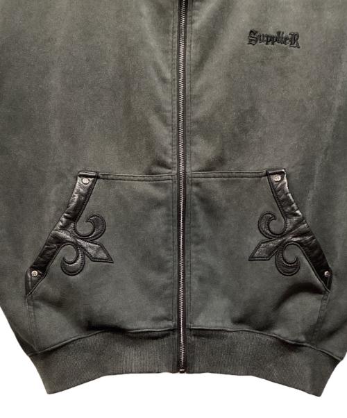 SUPPLIER（サプライヤー）SUPPLIER (サプライヤー) レザーパッチジップフーディ ブラック サイズ:Ｍの古着・服飾アイテム