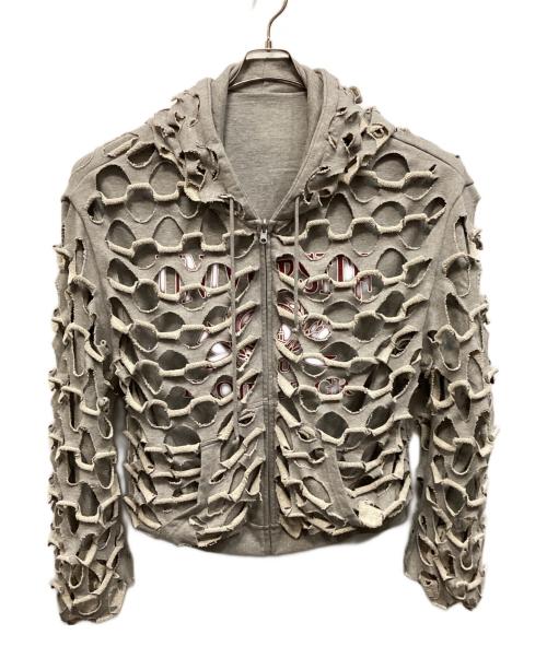 PROJECT G/R（プロジェクト ジーアール）PROJECT G/R (プロジェクト ジーアール) REVERSIBLE LASER CUT ZIP HOODIE グレー サイズ:1の古着・服飾アイテム