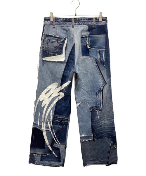 UNDER THE SIGN（アンダー ザ サイン）UNDER THE SIGN (アンダー ザ サイン) WIDE DENIM PATCHWORK PANTS インディゴ サイズ:30の古着・服飾アイテム