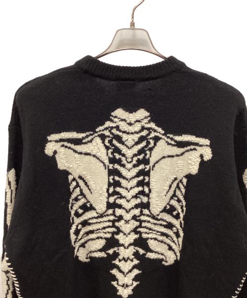 SAINT MICHAEL（セントマイケル）SAINT MICHAEL (セントマイケル) ボーン刺繍ウールダメージ加工ニット ブラック サイズ:Lの古着・服飾アイテム