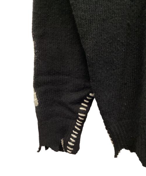 SAINT MICHAEL（セントマイケル）SAINT MICHAEL (セントマイケル) ボーン刺繍ウールダメージ加工ニット ブラック サイズ:Lの古着・服飾アイテム