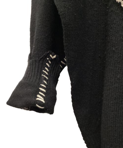 SAINT MICHAEL（セントマイケル）SAINT MICHAEL (セントマイケル) ボーン刺繍ウールダメージ加工ニット ブラック サイズ:Lの古着・服飾アイテム