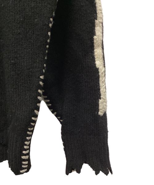 SAINT MICHAEL（セントマイケル）SAINT MICHAEL (セントマイケル) ボーン刺繍ウールダメージ加工ニット ブラック サイズ:Lの古着・服飾アイテム