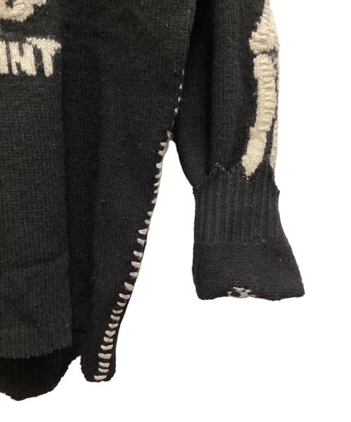 SAINT MICHAEL（セントマイケル）SAINT MICHAEL (セントマイケル) ボーン刺繍ウールダメージ加工ニット ブラック サイズ:Lの古着・服飾アイテム