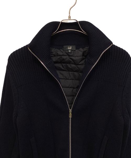 dunhill（ダンヒル）dunhill  (ダンヒル) パデットニットジャケット ネイビー×ブラック サイズ:Lの古着・服飾アイテム