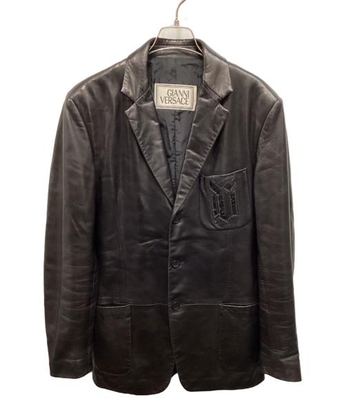 GIANNI VERSACE（ジャンニ・ヴェルサーチ）GIANNI VERSACE (ジャンニ・ヴェルサーチ) 80’sテーラードレザージャケット ブラック サイズ:46の古着・服飾アイテム