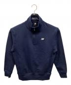 NEW BALANCEニューバランス）の古着「Athletics 90's ハーフジップ モックスウェットシャツ」｜ネイビー