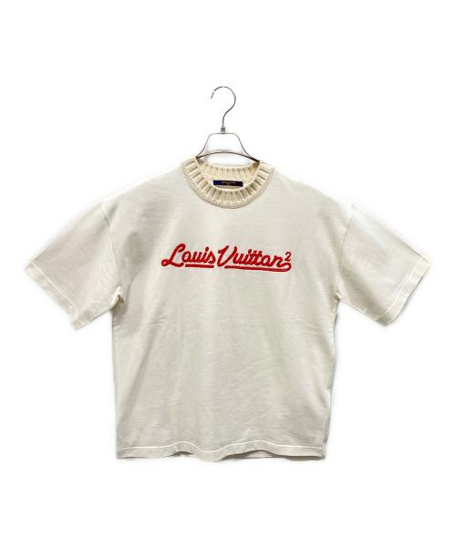 LOUIS VUITTON（ルイ ヴィトン）LOUIS VUITTON (ルイ ヴィトン) ロゴエンブロイダリーニットモックネックTシャツ ベージュ サイズ:Mの古着・服飾アイテム