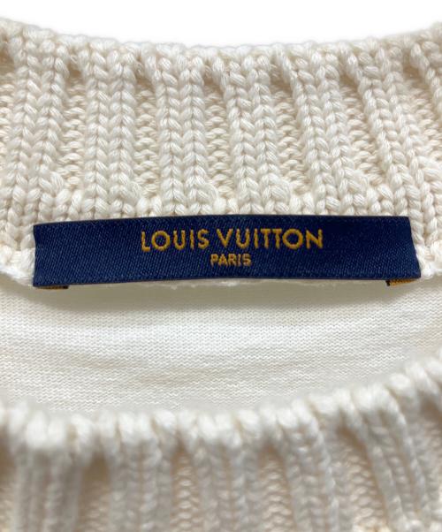 LOUIS VUITTON（ルイ ヴィトン）LOUIS VUITTON (ルイ ヴィトン) ロゴエンブロイダリーニットモックネックTシャツ ベージュ サイズ:Mの古着・服飾アイテム