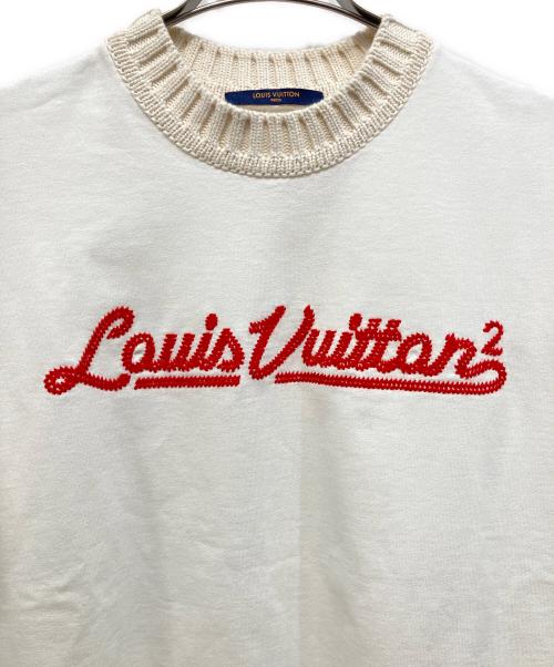 LOUIS VUITTON（ルイ ヴィトン）LOUIS VUITTON (ルイ ヴィトン) ロゴエンブロイダリーニットモックネックTシャツ ベージュ サイズ:Mの古着・服飾アイテム