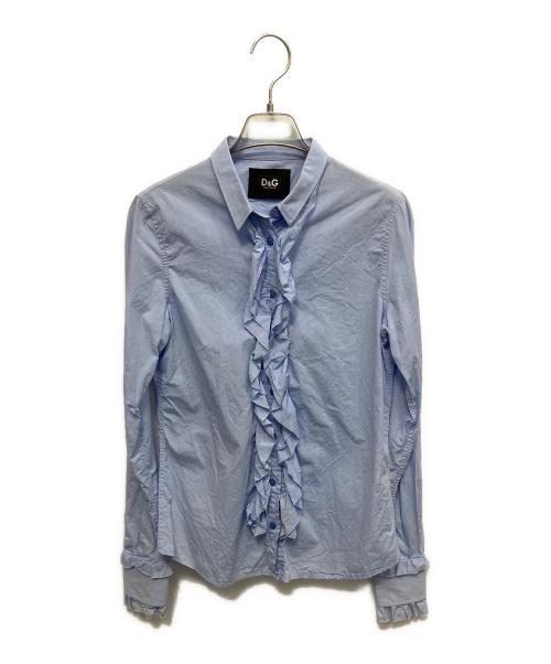 DOLCE & GABBANA（ドルチェ＆ガッバーナ）DOLCE & GABBANA (ドルチェ＆ガッバーナ) フリルシャツ ブルー サイズ:40の古着・服飾アイテム