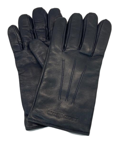 EMPORIO ARMANI（エンポリオ アルマーニ）EMPORIO ARMANI (エンポリオアルマーニ) レザーグローブ ネイビーの古着・服飾アイテム