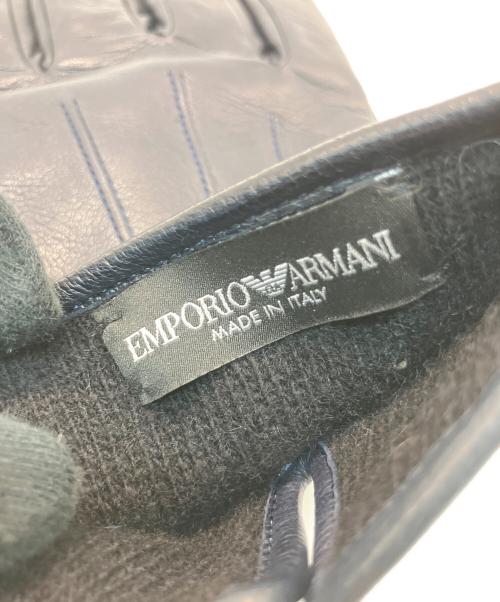 EMPORIO ARMANI（エンポリオ アルマーニ）EMPORIO ARMANI (エンポリオアルマーニ) レザーグローブ ネイビーの古着・服飾アイテム