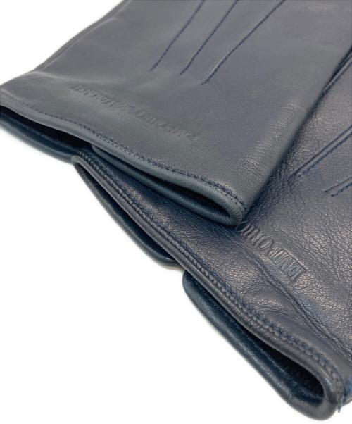 EMPORIO ARMANI（エンポリオ アルマーニ）EMPORIO ARMANI (エンポリオアルマーニ) レザーグローブ ネイビーの古着・服飾アイテム
