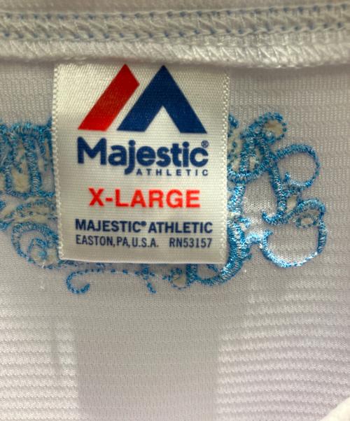 MAJESTIC ATHLETIC（マジェスティック アスレティック）MAJESTIC ATHLETIC (マジェスティック アスレティック) クラシックロゴベースボールシャツ ホワイト×スカイブルー サイズ:XLの古着・服飾アイテム