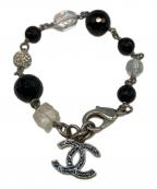 CHANELシャネル）の古着「ココマークブレスレット」｜シルバー×ブラック