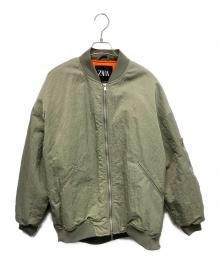 ZARA（ザラ）の古着「23AW OVERSIZE NYLON BOMBER JACKET フライトジャケット」｜カーキ