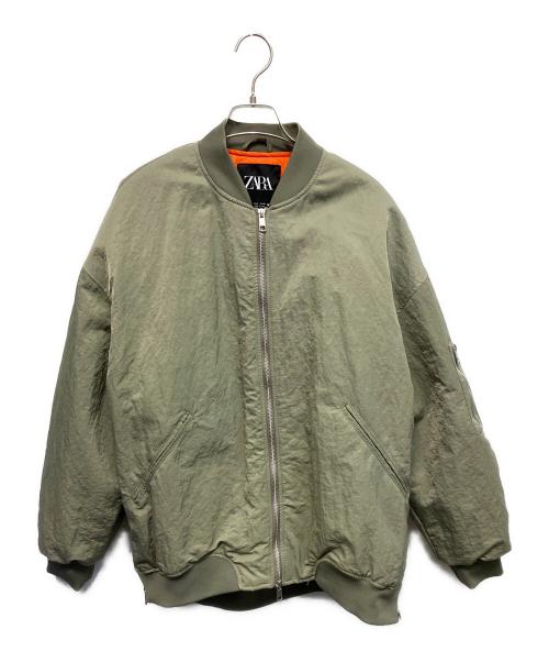 ZARA（ザラ）ZARA (ザラ) 23AW OVERSIZE NYLON BOMBER JACKET フライトジャケット カーキ サイズ:Lの古着・服飾アイテム