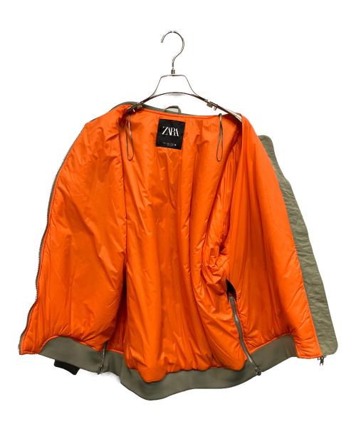 ZARA（ザラ）ZARA (ザラ) 23AW OVERSIZE NYLON BOMBER JACKET フライトジャケット カーキ サイズ:Lの古着・服飾アイテム
