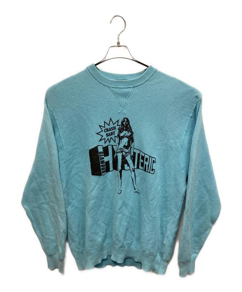 Hysteric Glamour（ヒステリックグラマー）Hysteric Glamour (ヒステリックグラマー) CRASH BABY 薄手ニット 02241NS02 スカイブルー サイズ:Lの古着・服飾アイテム