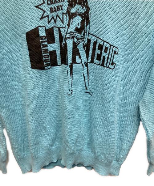 Hysteric Glamour（ヒステリックグラマー）Hysteric Glamour (ヒステリックグラマー) CRASH BABY 薄手ニット 02241NS02 スカイブルー サイズ:Lの古着・服飾アイテム