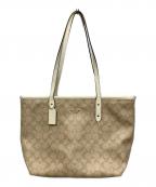 COACHコーチ）の古着「シグネチャー トートバッグ F58292」｜ホワイト×ベージュ