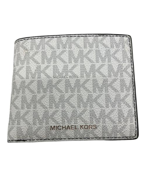 MICHAEL KORS（マイケル・コース）MICHAEL KORS (マイケル・コース) 2つ折り財布 ホワイト×ブラックの古着・服飾アイテム