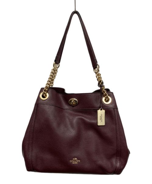 COACH（コーチ）COACH (コーチ) チェーンバッグ トートバッグ ワインレッドの古着・服飾アイテム