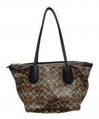 COACHコーチ）の古着「コーテッド キャンバス シグネチャー ポーチ付きトートバッグ」｜ブラウン