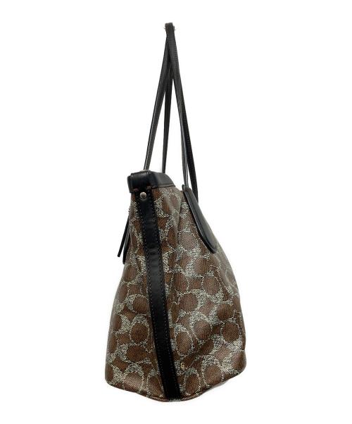 COACH（コーチ）COACH (コーチ) コーテッド キャンバス シグネチャー ポーチ付きトートバッグ ブラウンの古着・服飾アイテム