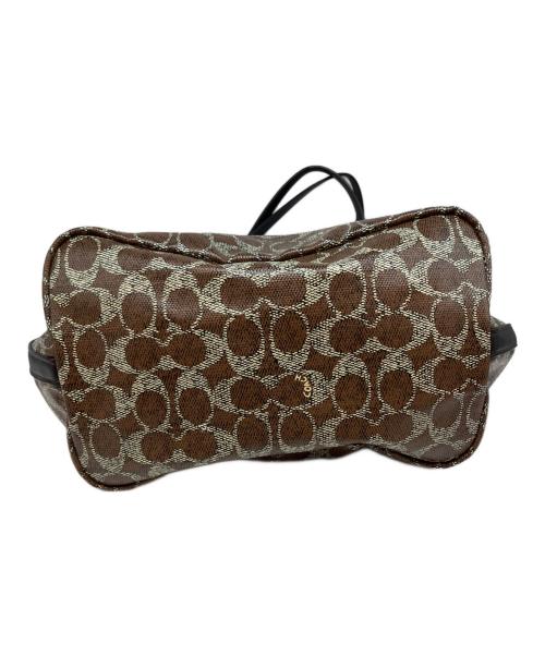 COACH（コーチ）COACH (コーチ) コーテッド キャンバス シグネチャー ポーチ付きトートバッグ ブラウンの古着・服飾アイテム