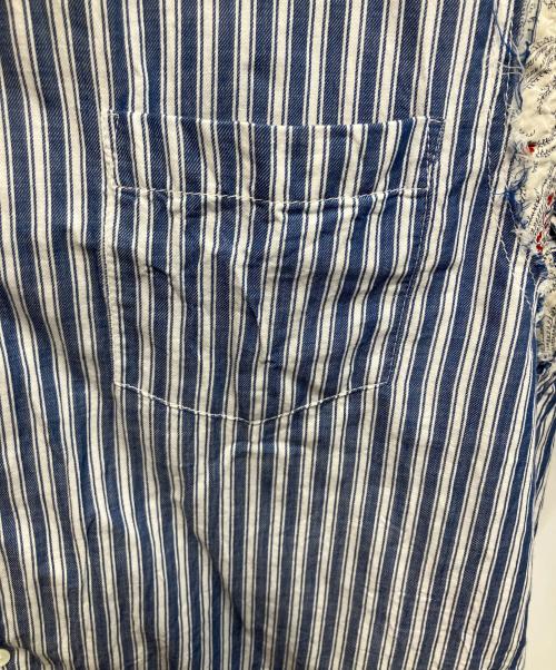 COMME des GARCONS（コムデギャルソン）COMME des GARCONS (コムデギャルソン) ペイズリ-柄切替 AD2024 ストライプ 半袖シャツ スカイブルー×ホワイト サイズ:XSの古着・服飾アイテム