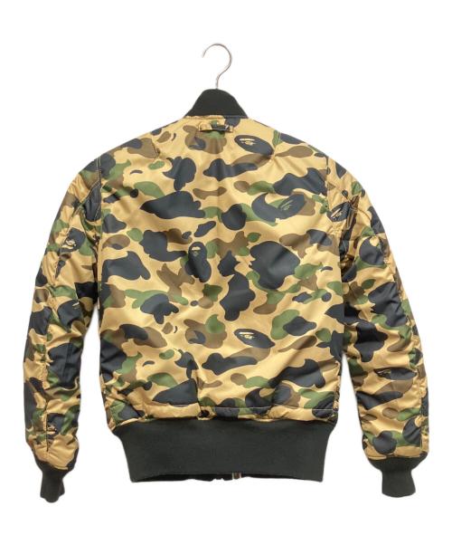 A BATHING APE（ア ベイシング エイプ）A BATHING APE (ア ベイシング エイプ) フライトジャケット ブラック×ベージュ サイズ:Mの古着・服飾アイテム