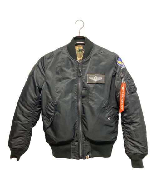 A BATHING APE（ア ベイシング エイプ）A BATHING APE (ア ベイシング エイプ) フライトジャケット ブラック×ベージュ サイズ:Mの古着・服飾アイテム