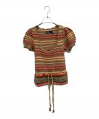 POLO RALPH LAURENポロ・ラルフローレン）の古着「ストライプドポインテールニットセーターTシャツ 薄手ニット」｜マルチカラー