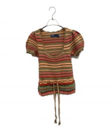 POLO RALPH LAUREN（ポロ・ラルフローレン）の古着「ストライプドポインテールニットセーターTシャツ 薄手ニット」｜マルチカラー