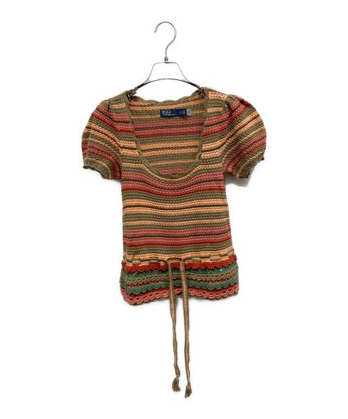 POLO RALPH LAUREN（ポロ・ラルフローレン）POLO RALPH LAUREN (ポロ・ラルフローレン) ストライプドポインテールニットセーターTシャツ 薄手ニット マルチカラー サイズ:XSの古着・服飾アイテム
