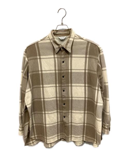 UNUSED（アンユーズド）UNUSED (アンユーズド) オーバーサイズ チェックシャツ 17AW 長袖シャツ ベージュ×ブラウン サイズ:3の古着・服飾アイテム