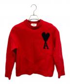 AMI Alexandre Mattiussiアミアレクサンドルマテュッシ）の古着「AMI DE COEUR CREW NECK SWEATER 厚手ニット」｜レッド