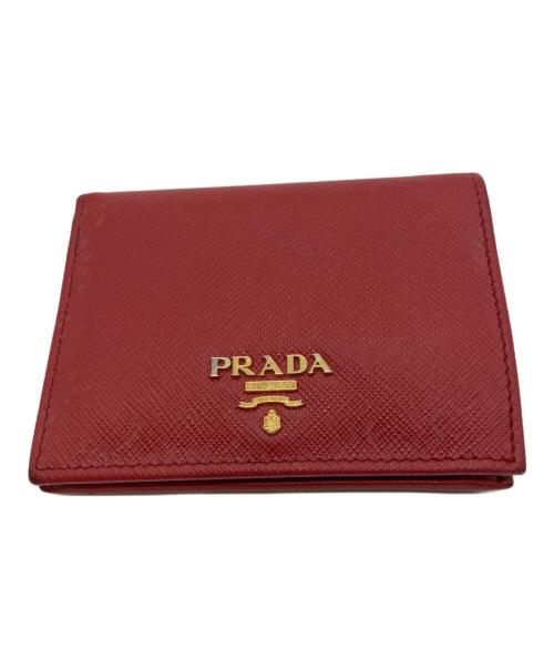 PRADA（プラダ）PRADA (プラダ) サフィアーノ 2つ折り財布 レッドの古着・服飾アイテム