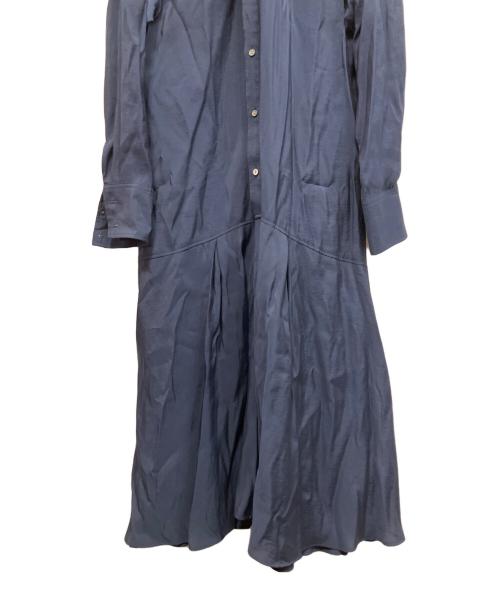 BEARDSLEY（ビアズリー）BEARDSLEY (ビアズリー) カラーレスシャツワンピース 長袖ワンピース ネイビー サイズ:Freeの古着・服飾アイテム