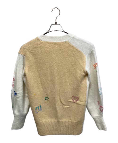 furfur（ファーファー）furfur (ファーファー) 厚手カーディガン ホワイト×ベージュ サイズ:Freeの古着・服飾アイテム