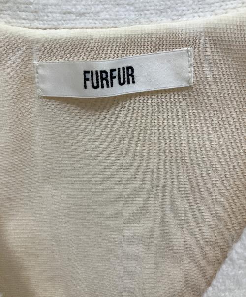 furfur（ファーファー）furfur (ファーファー) 厚手カーディガン ホワイト×ベージュ サイズ:Freeの古着・服飾アイテム